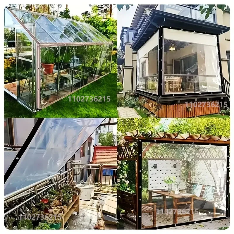 قماش تظليل شفاف مقاوم للمطر، قماش مشمع خفيف الوزن مقاوم للماء، غطاء من القماش المشمع الشفاف المقاوم للمطر