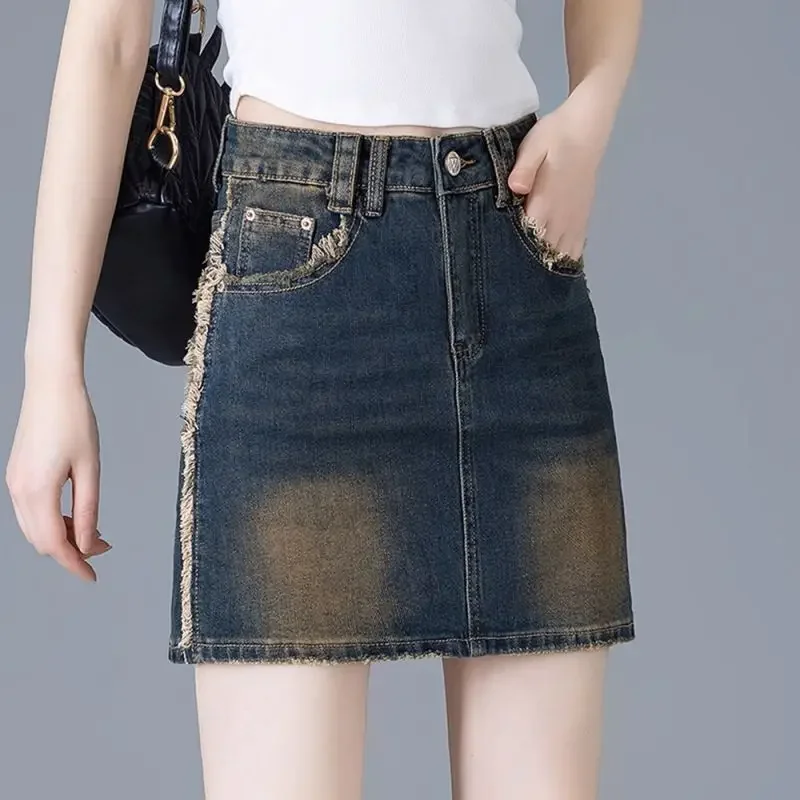 

Female Jeans Skirts High Waist Chic and Elegant Casual Luxury Premium Y2k Vintage Korean Style Stylish Women's Denim Skirt Short