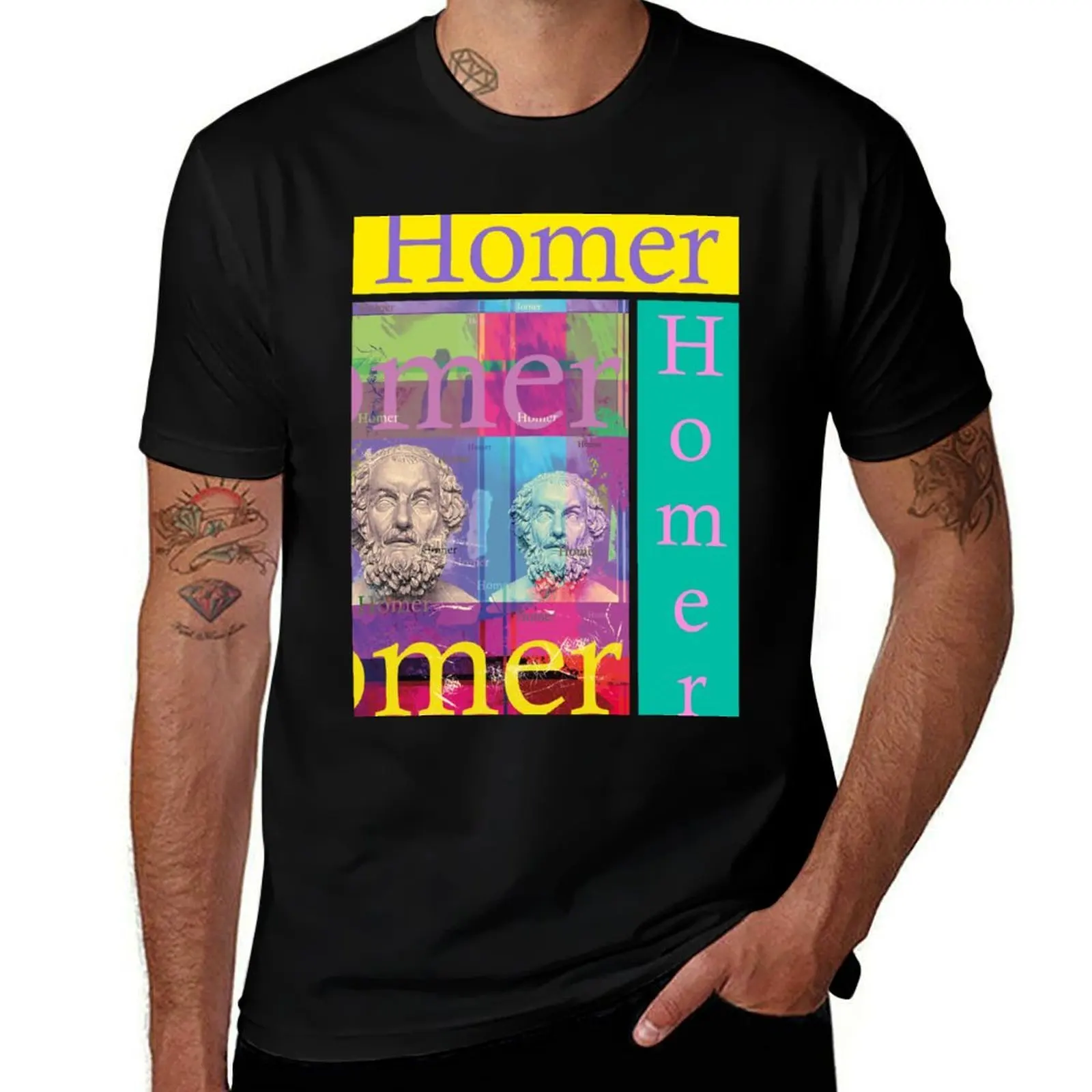 

aesthetic Homer portrait, Odyssey Iliad T-Shirt Classic Crew Neck Cotton T-Shirt