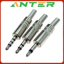 5 pcs 3.5mm 3-Pole Stereo Metal Plug Connector 3.5 Plug & Jack Adapter With Soldering Wire Terminals 3.5mm Stereo Plug