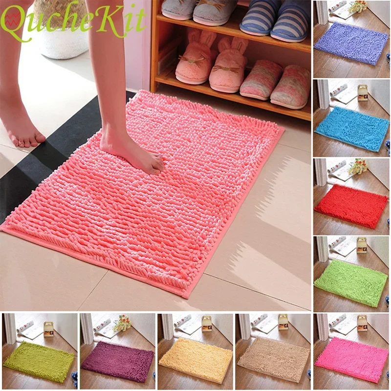 50*80cm Bath Mat Water Absorption Rug Shaggy Memory Foam Bathroom Carpet Non Slip Coral Fleece Mat For Kitchen Toilet