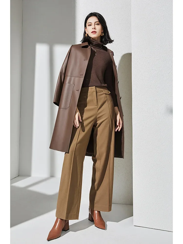 2022 nuovo autunno giacca in vera pelle abbigliamento donna vera pelle di pecora cappotto femminile elegante grande tasca sciolto moda cappotti coreani F