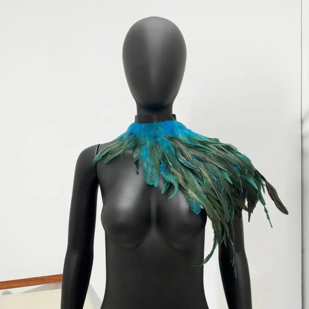 Cosplay Feather Shrug Shawl Shoulder Wrap Cape Adjustable Retro Gothic Collar Party Stage Performance Fake Collar Dancer Costume