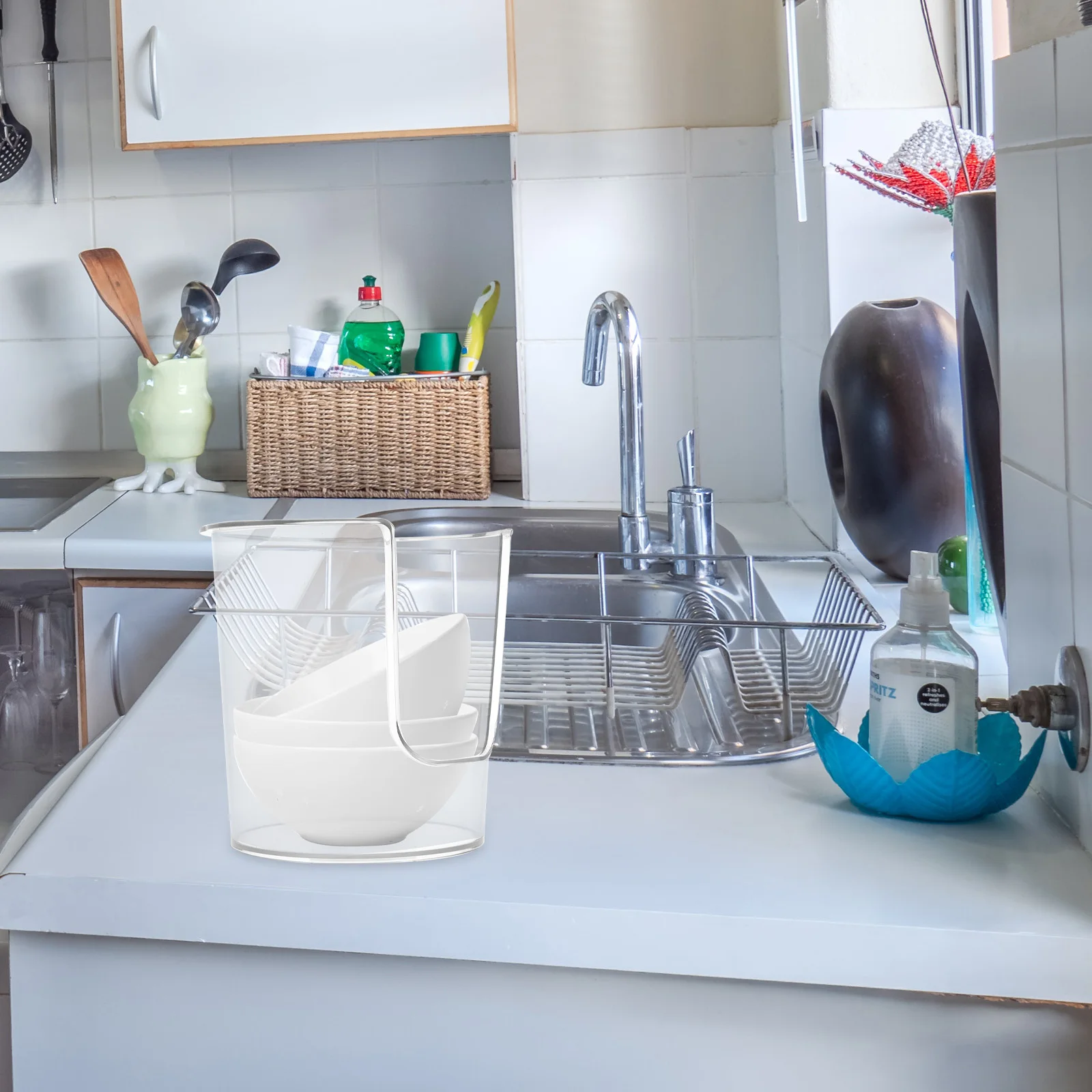 

Bowl Storage Rack Kitchen ganizer Dish Draining Container Tableware Display Shelf Transparent Durability Crafted Suitable Home