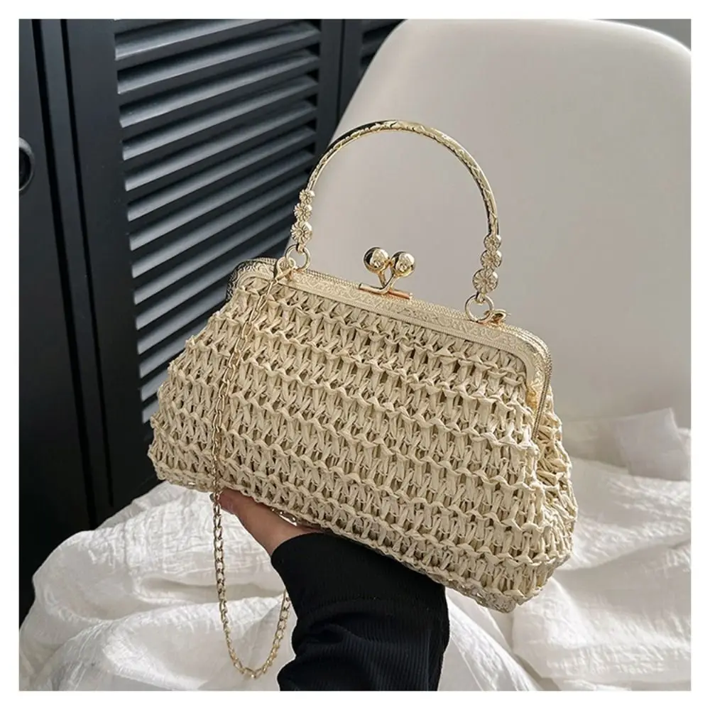 Ręcznie robiona torba Crossbody damska moda Mini rattanowa torebka letnia słomkowa torba na ramię elegancka delikatna wieczorowa kopertówka na