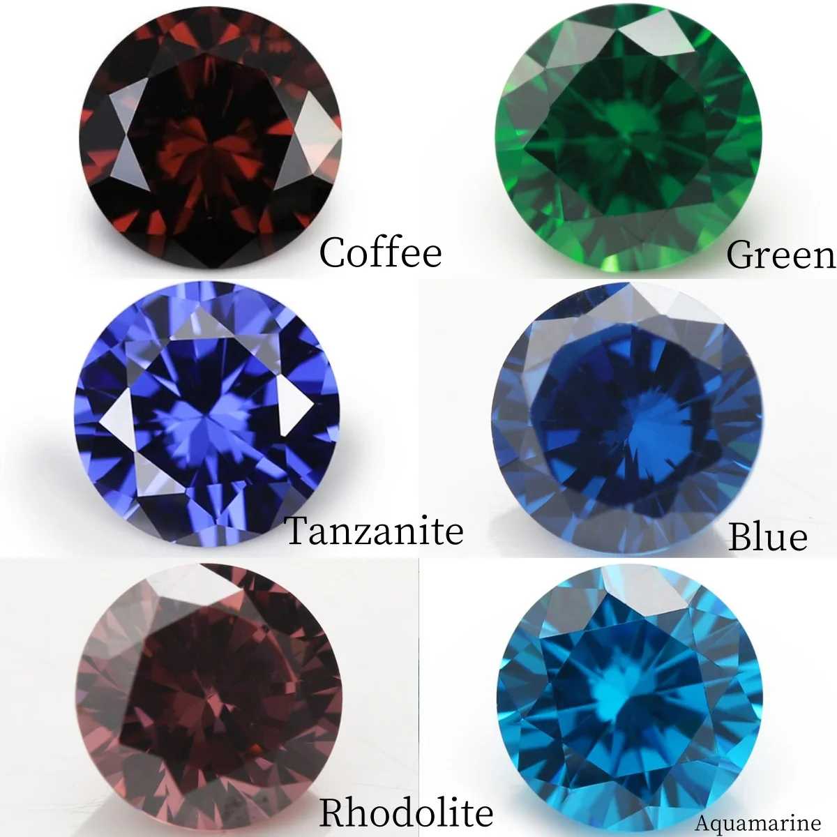 1.0~12mm 1/2/5/100pcs  5A Cubic Zirconia Stone 7colors Round Shape Blue Coffee  Loose CZ Stones Synthetic Gems Beads For Jewelry