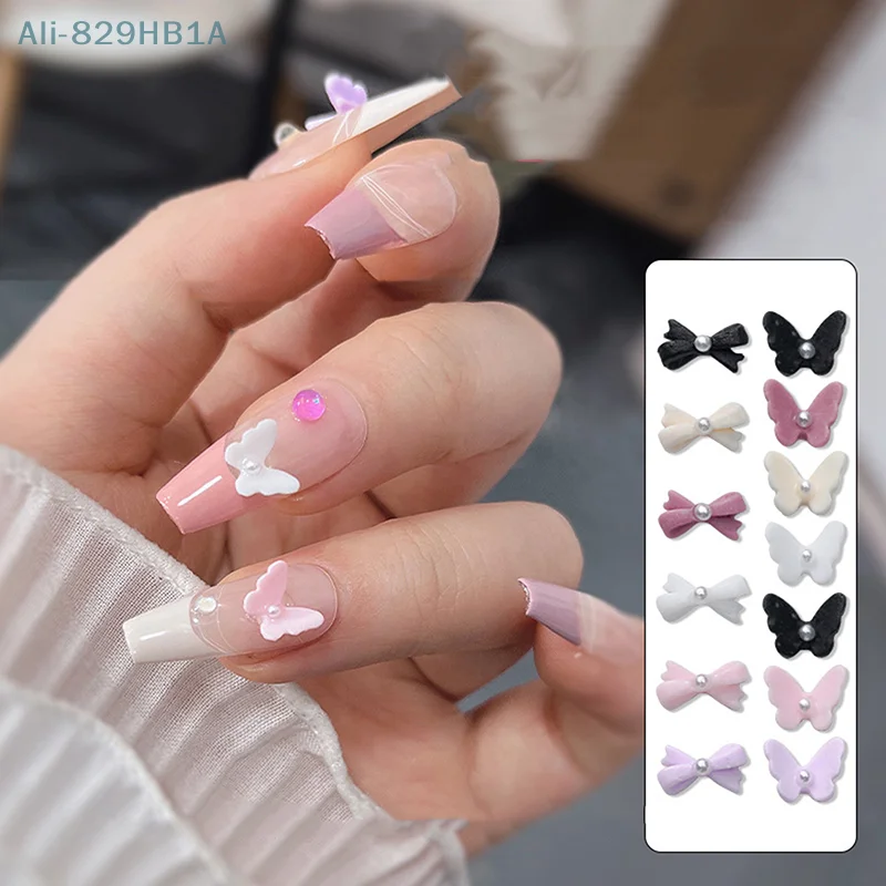 10pcs Nail Charms Butterflies Assortment Resin 3d Nail Art Decoration Studs Accessories Supplies