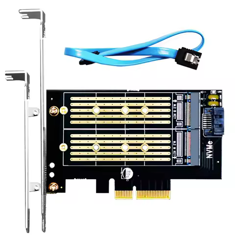 Dual M.2 PCIE NVMe 4.0/3.0 Adapter for M.2 PCIE NVMe SSD and M.2 NGFF SATA SSD