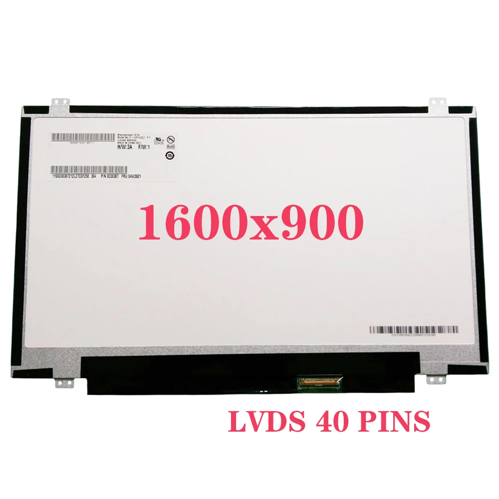 

14.0 Inch Slim 40 Pins Display Matrix Panel B140RW02 V.1 LP140WD2-TLE1 LP140WD2-TLHA 1600x900 Laptop LCD Screen