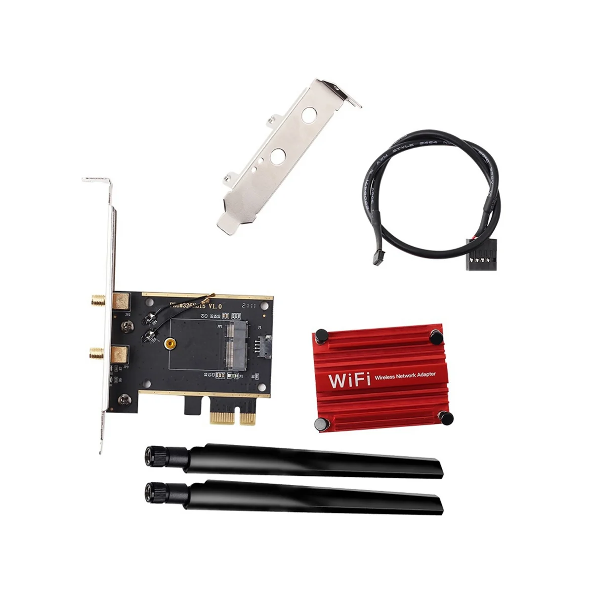 Конвертер M.2 на PCIE Wi-Fi, беспроводной адаптер NGFF M.2, Wi-Fi Bluetooth-карта с 2 антеннами для AX210 AX200 9260 8265