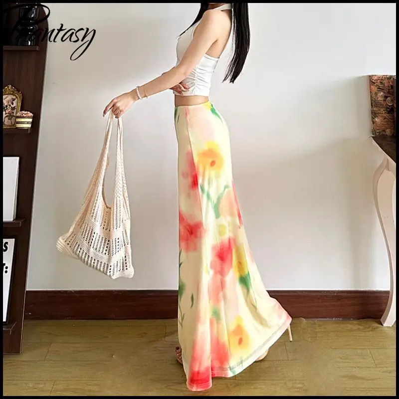 2026 lente zomer resort casual strandrok Europees-Amerikaanse stijl bloemenprint ingerichte fishtail lange rok mode streetwear