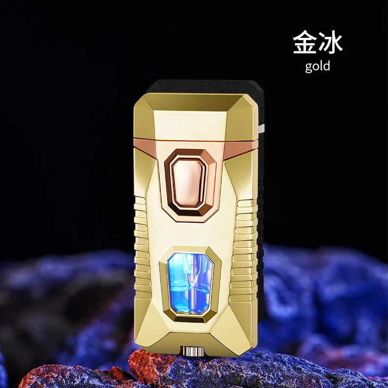 Unusual Metal Windproof Cigar Cigarette Lighter Jet Torch Gas Two Types Flames Lighters Smoking Accessory Butane Gadgets for Men