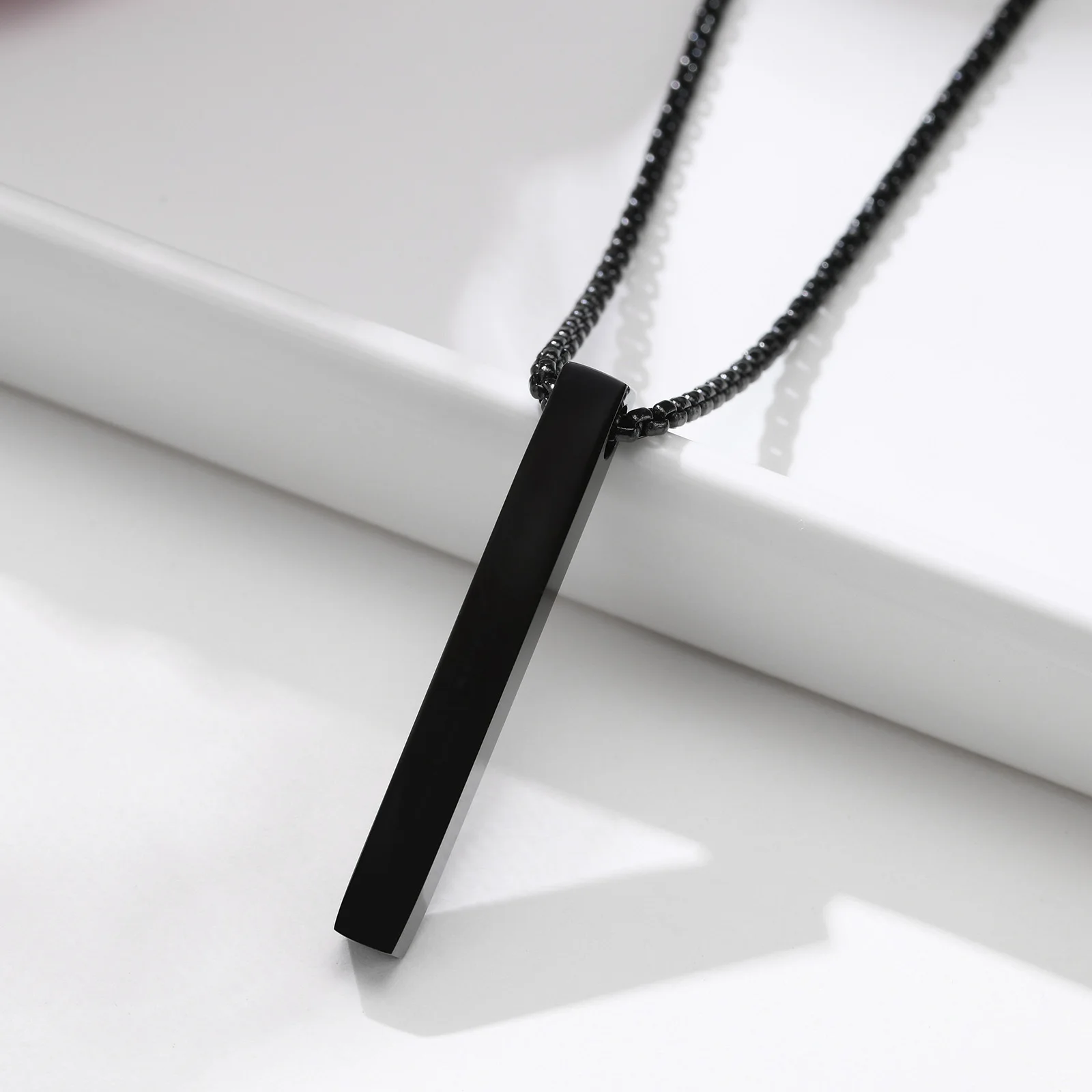 Vnox 5 mm Säulen-Halskette für Männer und Frauen, 3D-Stab-Anhänger aus Edelstahl, minimalistisch, schlicht, lässig, Unisex-Halsband