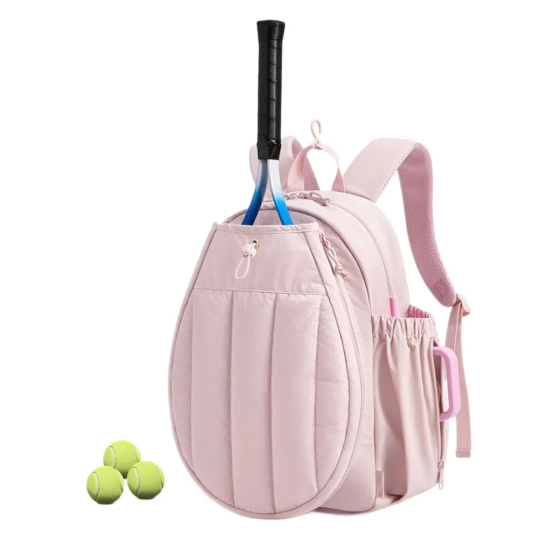 20L Pink Racket Bag for 2 Tennis Rackets, Portable Badminton Racket Backpack with Separate Shoe Compartment Wet-Dry Separation