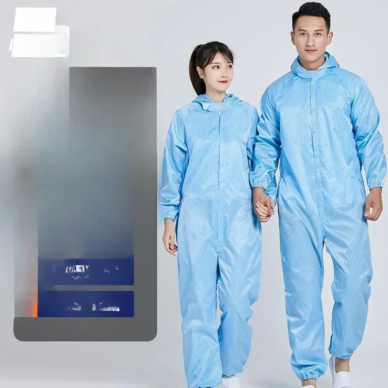 Dustless Men and Women Clothing Anti-static One-piece Suit Spray Paint Clothes Blue and White Clean Protection Workers