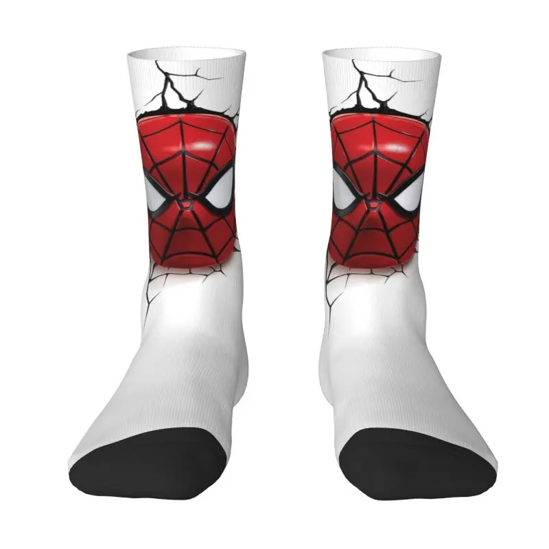 Fashion Mens Spiderman Wall Dress Socks Unisex Breathbale Warm 3D Printing Head Log Crew Socks