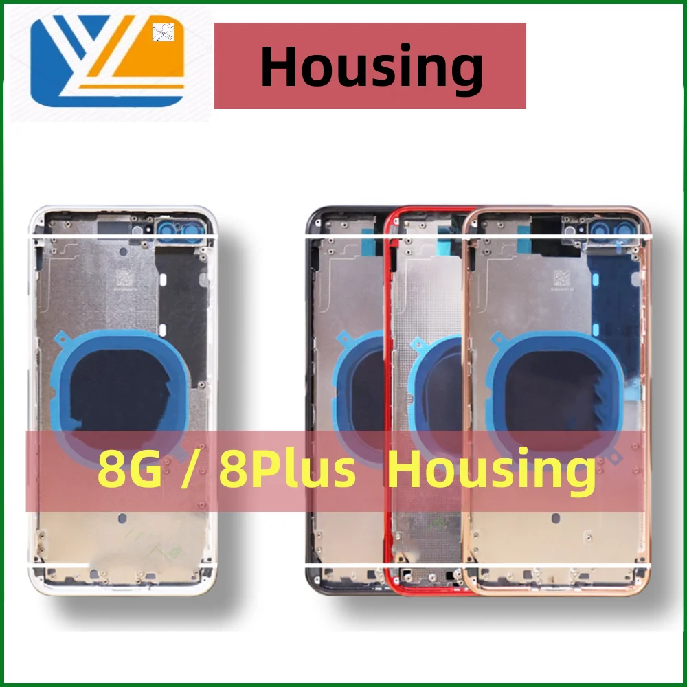 Housing For iPhone 8Plus 8 Back Cover Battery Glass Back Door Chassis Frame Premium Replacement 8P +SIM Tray+Side Key 8G CE/NoCE