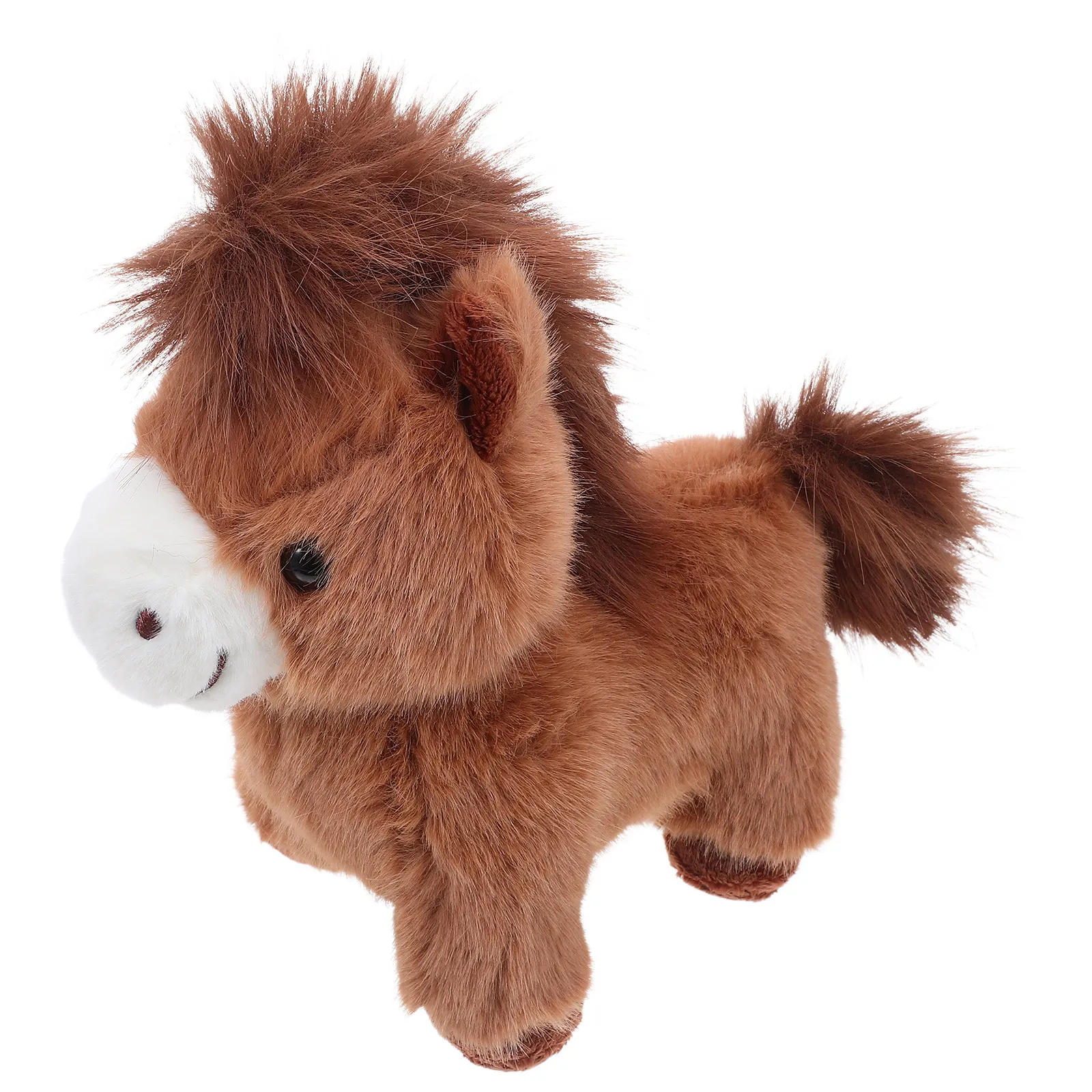 

Милый миниатюрный стоящий плюшевый конь, 9 дюймов, для детей, декор для Весеннего фестиваля, реквизит для вечеринки в тематике животных, коричневый, имитация