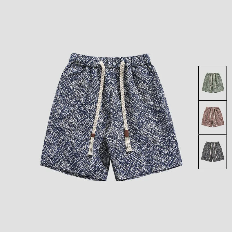 

Creative Embroidered Beach Casual Shorts Men's Summer Loose Fit Five-Quarter Length Polyester Fiber mid Waist Shorts