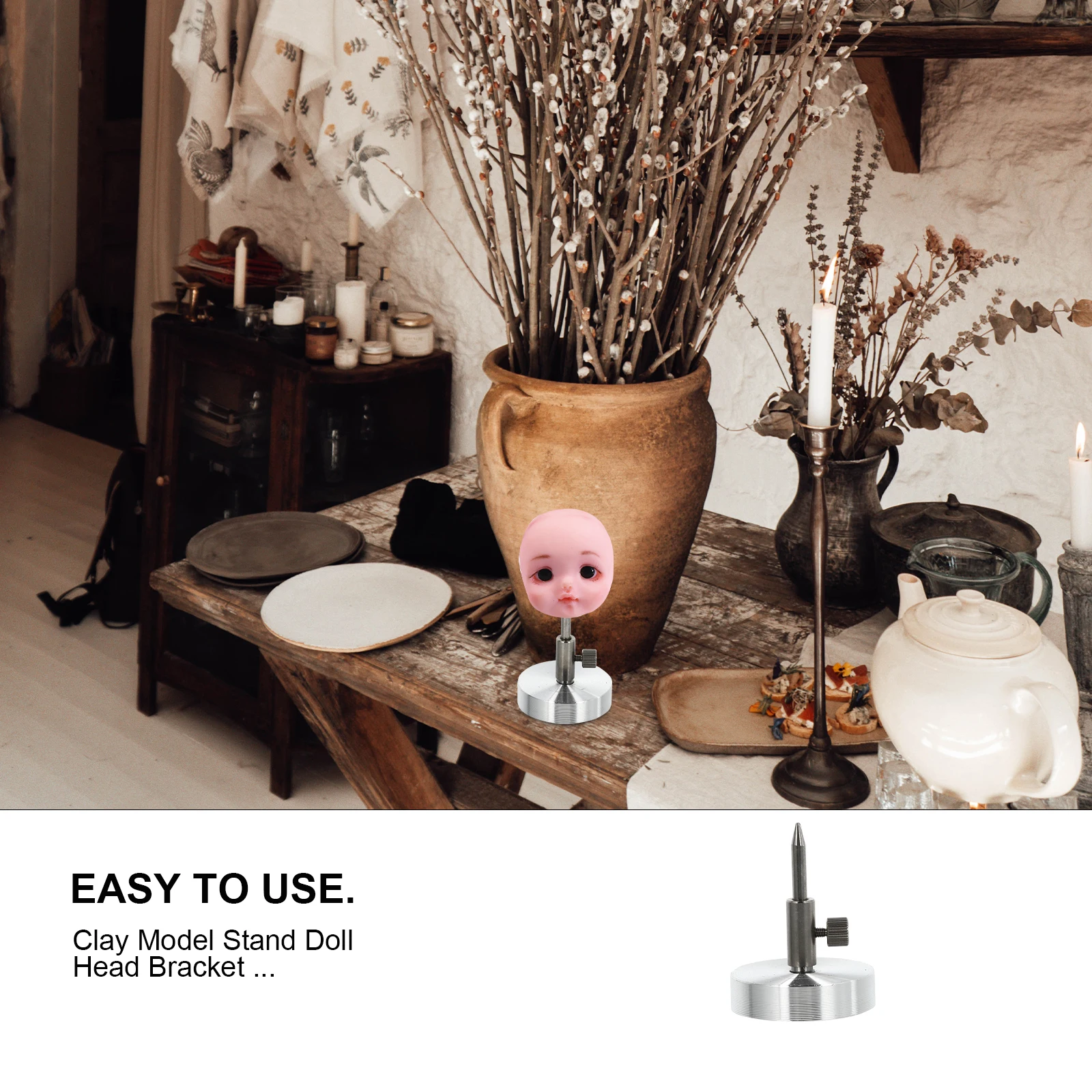 

Neck Hole Artifact Head Bracket Clay Model Stand DIY Polymer Display Holder Mannequin Adjustable Iron Base Sculpture Tool