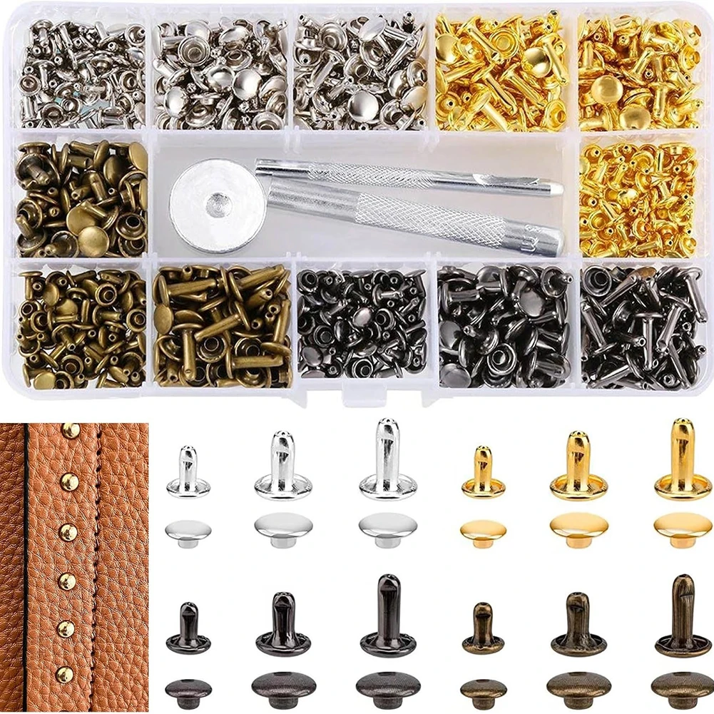 360PCS Leather Rivet Tool Kit Iron Double-sided Rivet Metal Cap For Leather Clothing Shoes Crafts DIY Leather Craft Accessories