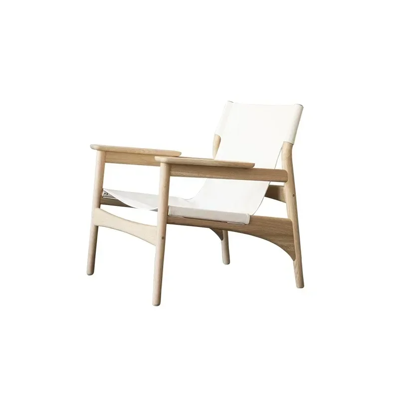 Single solid wood leisure sofa chair living room backrest balcony modern simple small
