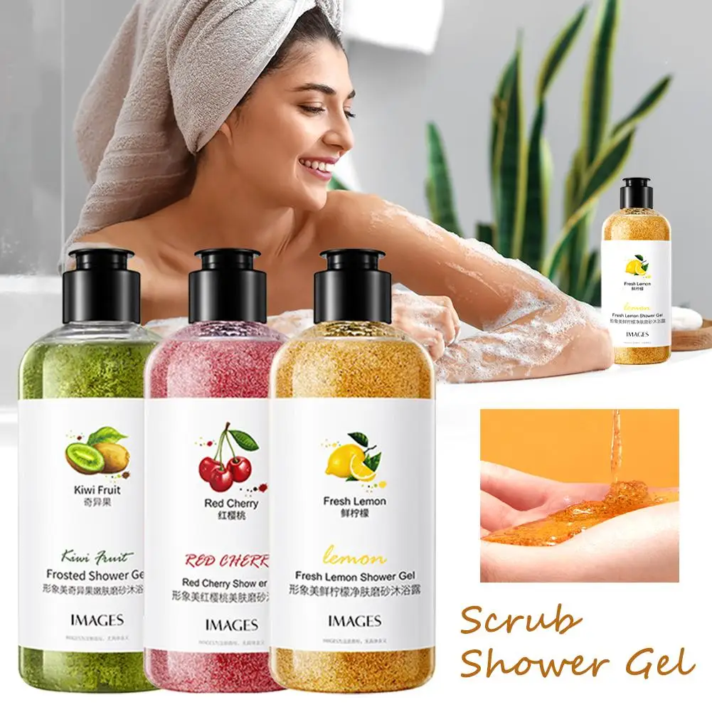 300ml Kiwi Scrub Perfume Shower Gel Deep Cleansing skin scrub Wash Exfoliating Body body scrubs Rejuvenating Fragrance whit L1U1