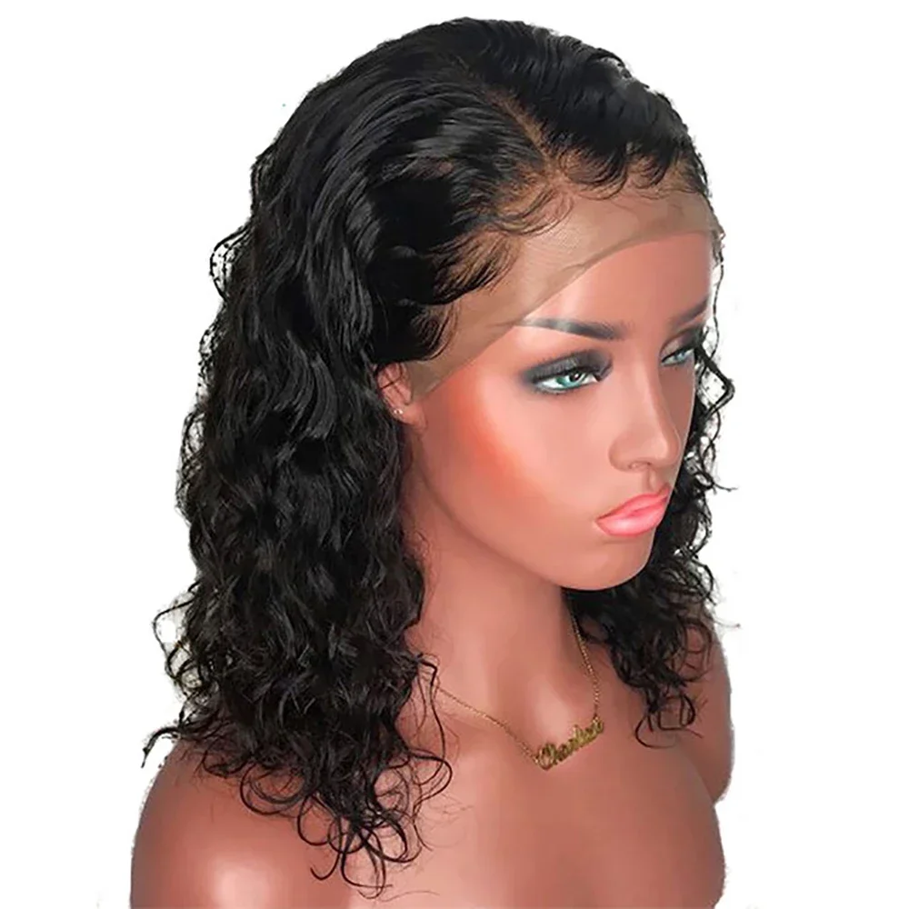 18 Inches Curly Wig Bob Lace Front Wig Wave Lace Human Body Wigs Frontal Wigs Brazilian Short Black Wigs For Women Pre Plucked