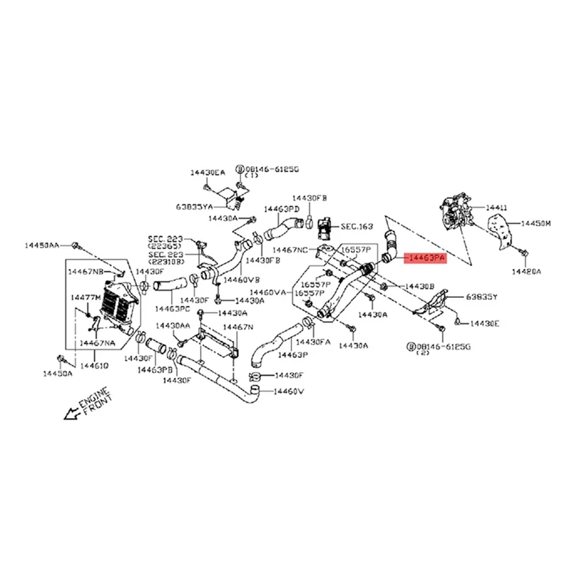 

3X 144633XN8A Car Turbo Intercooler Hose For Nissan NV350 14463-3XN8A Auto Parts Coolant Rubber Radiator Air Inlet Pipe
