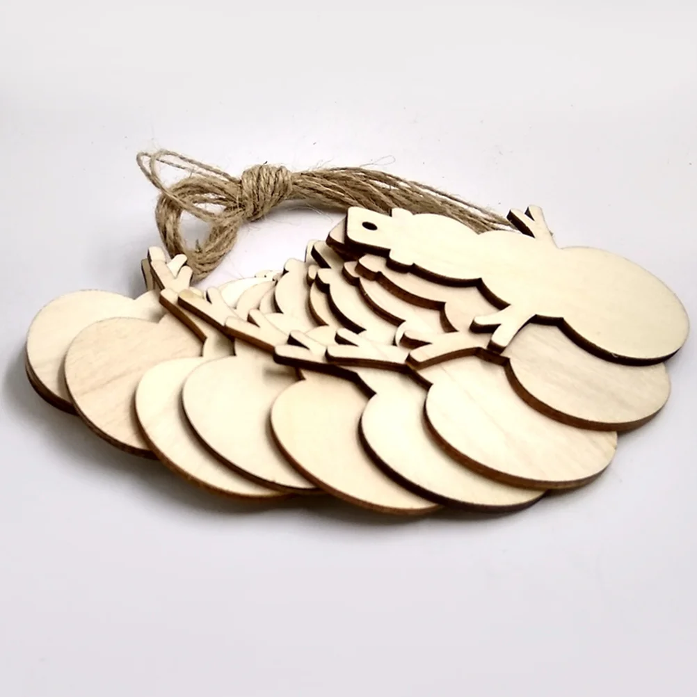 

10Pcs Christmas Snowman Hanging Wooden Pendant 10cm Rustic Wall Ornament Holiday Party Decoration Wooden Pendant