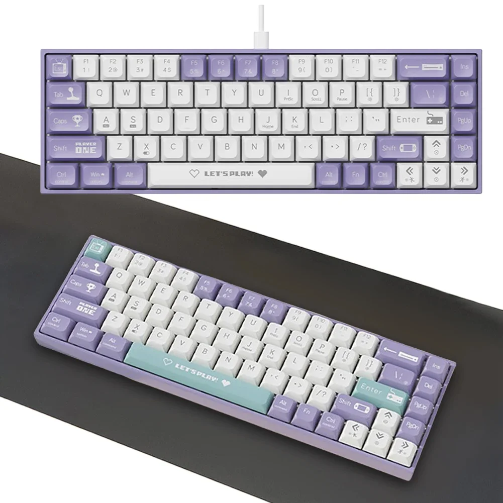 Teclado mecânico compacto para jogos com teclado de computador retroiluminado RGB Teclado intercambiável para laptops Windows e jogadores de PC