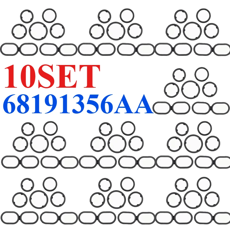 10SET 68191356AA For Chrysler 300 200 Dodge Jeep RAM Grand Cherokee Wrangler 3.6L V6 Oil Filter Adapter O Ring Gaskets Seal Kit