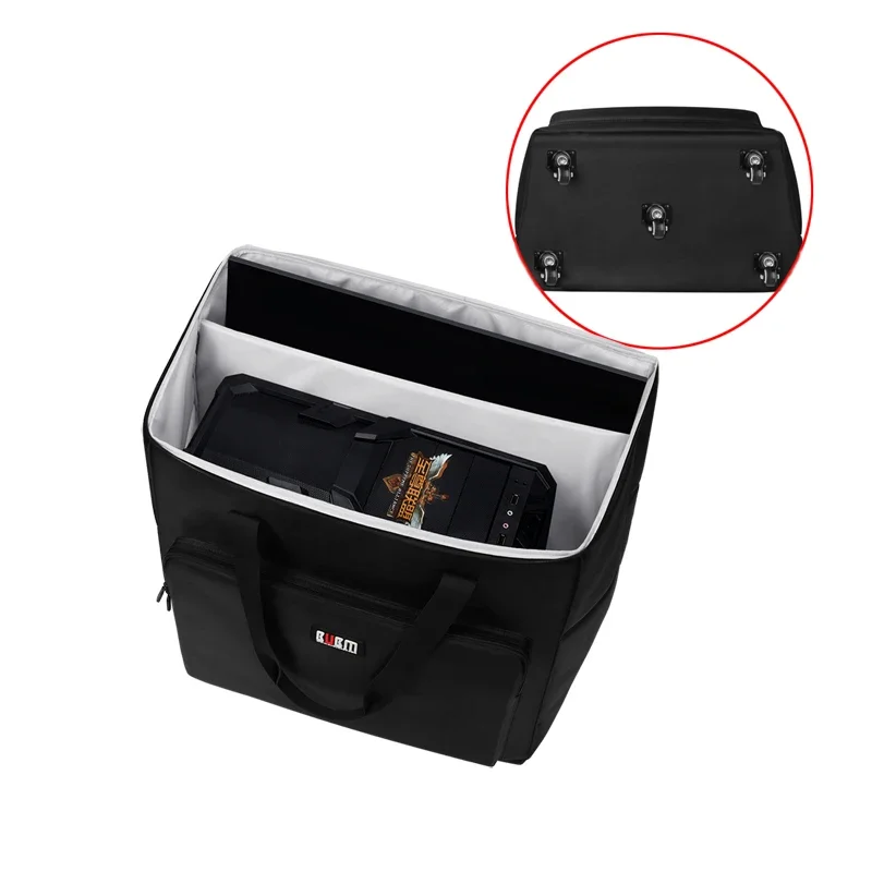 

24 / 27 Inch Large Capacity Shockproof Desktop Computer Host Bag with Thickened Cotton Clip and Movable Monitor Storage Box