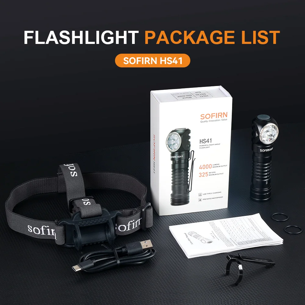 Sofirn Headlamp HS41 6500k SST20 LED  21700 USB C Rechargeable with 4000lm Powerful Torch Indicator with Magnet Tail