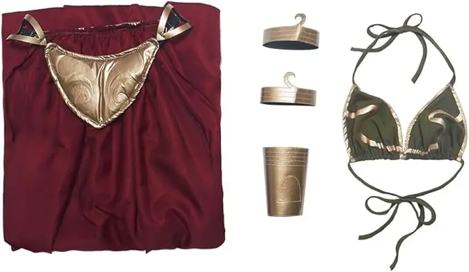 재고 있음 슬레이브 프린세스 레이아 코스프레 의상 캐리 피셔 레이아 섹시 브라 쇼츠 스커트 수트 할로윈 카니발 의상