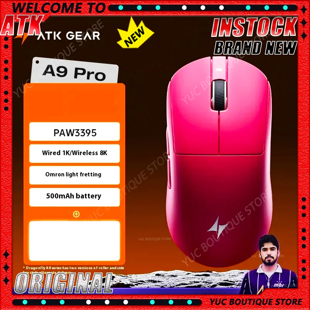 

Совершенно новая беспроводная игровая мышь ATK A9 ultimate 8K PAW3950, 3 режима, легкая вспышка Esport Star, двойной Ultra Nordic52840, индивидуальный ПК