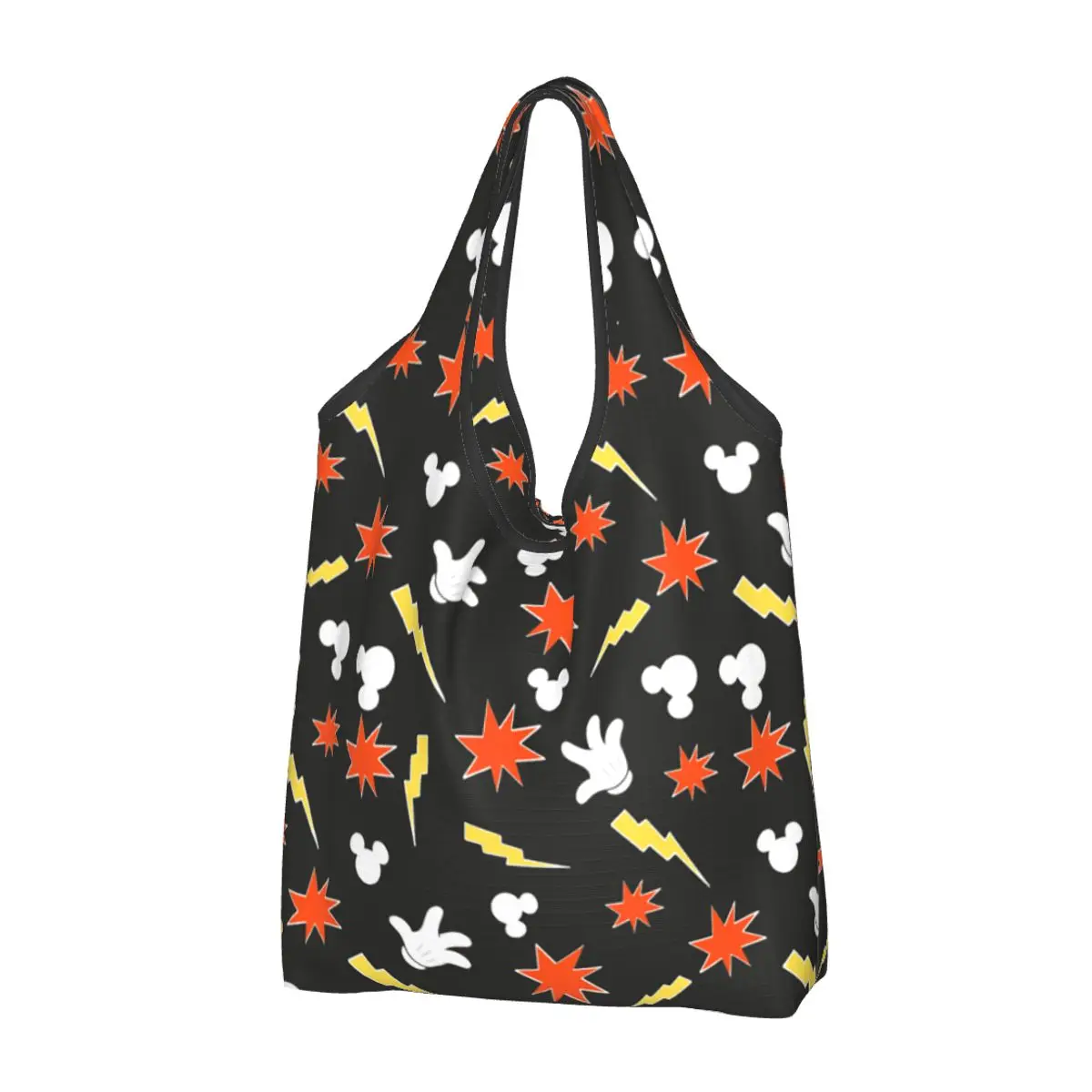 

Mickey Mouse Super Icon Pattern Reusable Shopping Grocery Bags Foldable 50LB Weight Capacity Eco Bag Eco-Friendly Durable