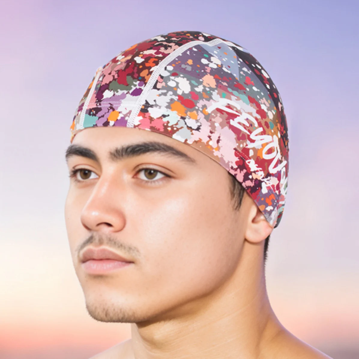 Unisex Big Size Graffiti Scrawl Doodle Style Swimming Cap Hats Accessories For Man Women Kids Youngs Waterproof Fishtail