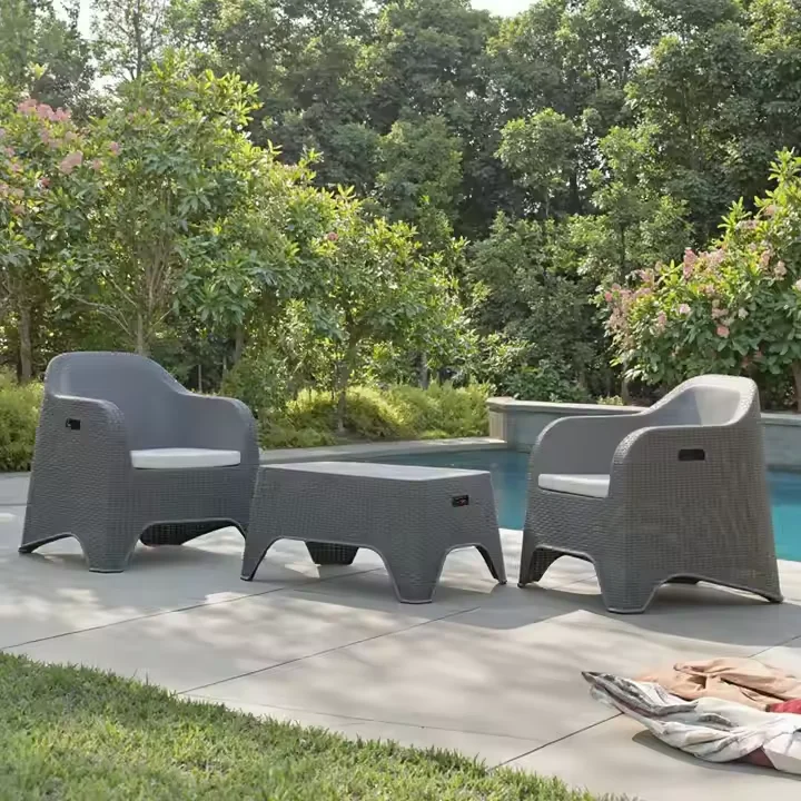 

3pcs Modern Outdoor Furniture Set Waterproof PP Plastic Patio Table Chair for Cafe Hotel Villa Park Farmhouse Apartment