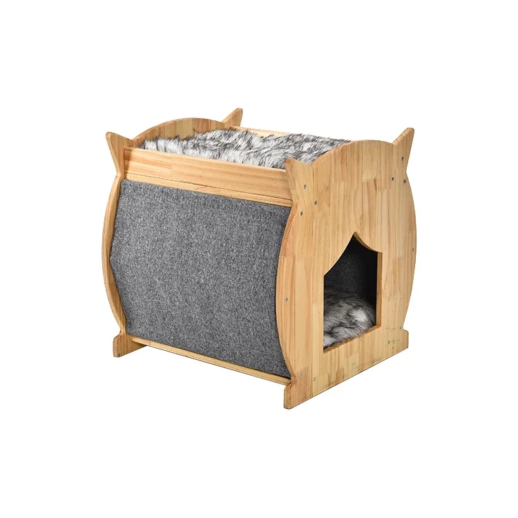 QS منزل خدش خشبي عملي كيتي مع وسادة قطيفة لعبة الكرة أثاث القطط #5