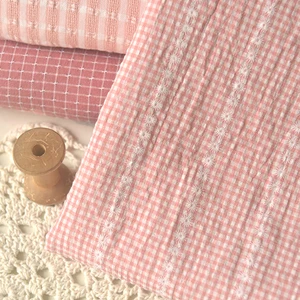 Polyester Baumwoll- und Hanfbildschirm für Kleidung, Weiß, Erdbeer, Rosa, gewebter Raster, Jacquard, Beschichtungen, Hemden, Kleider, 140x50 cm 12 Hauptverkaufs Erdbeerstoff - №8