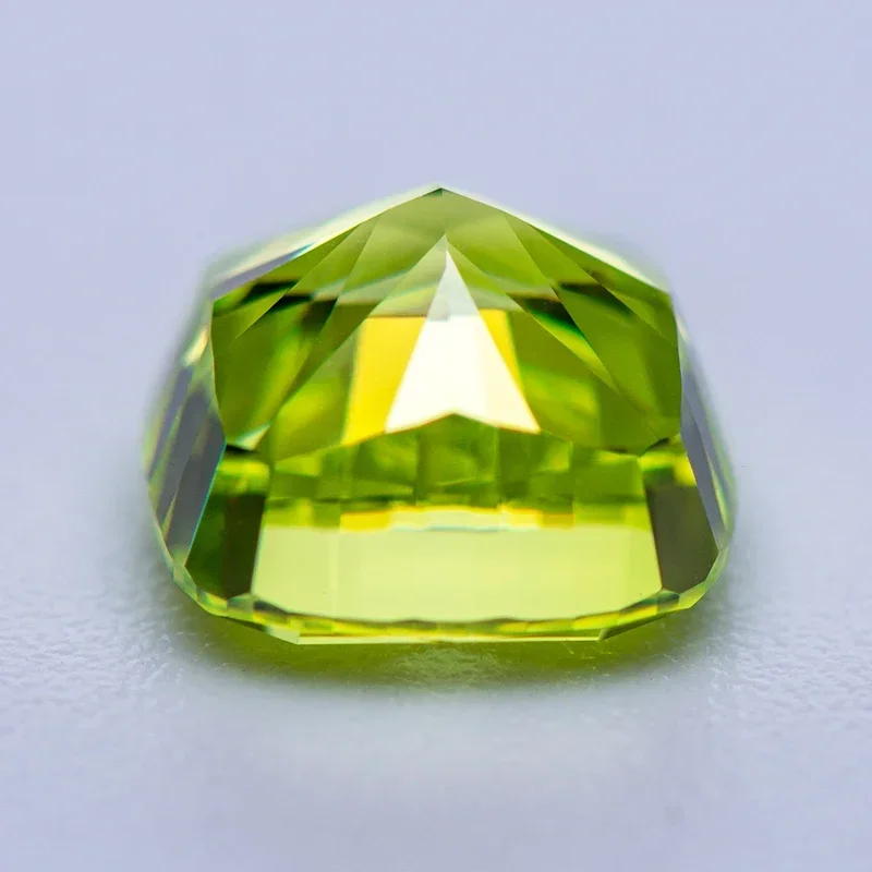 Cubic Zirconia Crushed Ice Cut No Certificate Square Cushion Shape Apple Green Color Charms Beads for Jewelry Making Materials