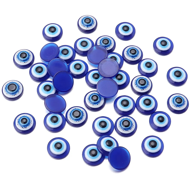 20-50 sztuk/partia 6-20mm niebieska żywica Evil Eye koraliki do tworzenia biżuterii koraliki z oczami koraliki dystansowe Diy kolczyki naszyjniki hurtownia