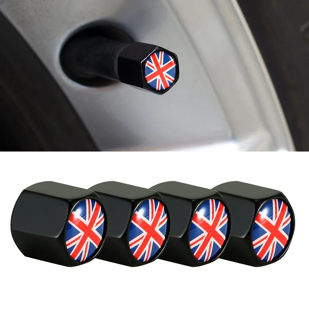 4Pcs/Set Car Styling Union Jack Flag Style Zinc Alloy Car Tire Wheel Valve Stem Air Caps for Universal SUV Bike Truck Motorcycle