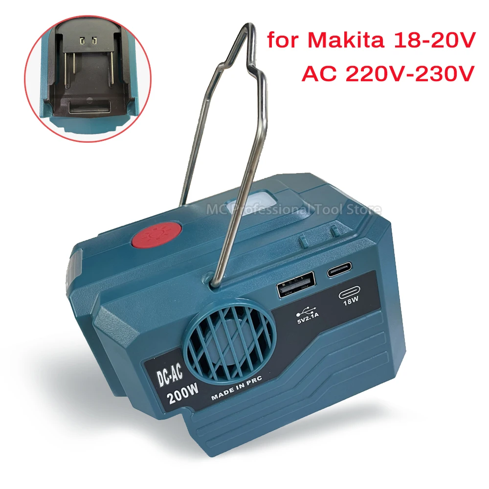 電源インバーターマキタ 18V バッテリーから 120V/220V AC 出力