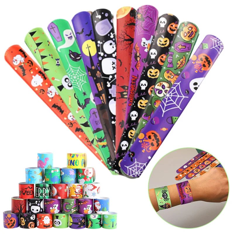 2026 Halloween Slap Armbänder 1/5/10/20/50 Stück Kürbis Elf Armband Clap Armband für Kinder Party Festival Gastgeschenke Weihnachtsgeschenke