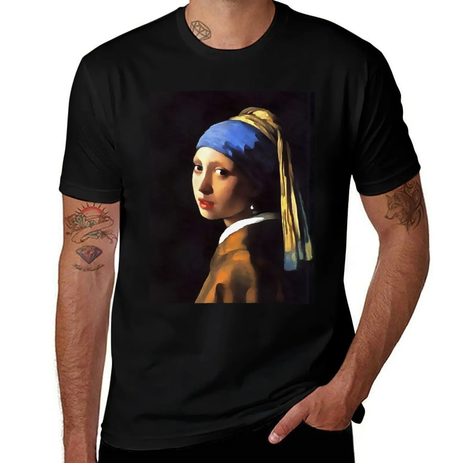 Girl with a Pearl Earring After Johannes Vermeer T-Shirt Minimal Art Print T-Shirt