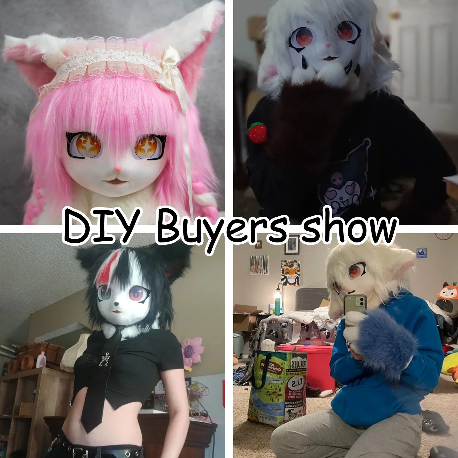 Kigurumi Basis Biest Schädel Maske Cosplay Fursuit Tier Katze Kopf Schädel DIY Verdicken Kunststoff Masken Karneval Anime Party Kostüm Prop