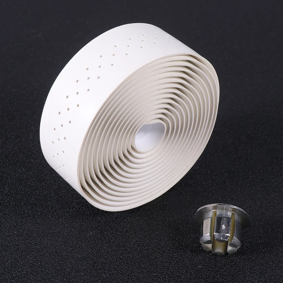 1 set Punching Bike Handlebar Tape Pu Shock-Absorbent Non-Slip Grip For Road Mountain Bicycle Cycling White - Image 4