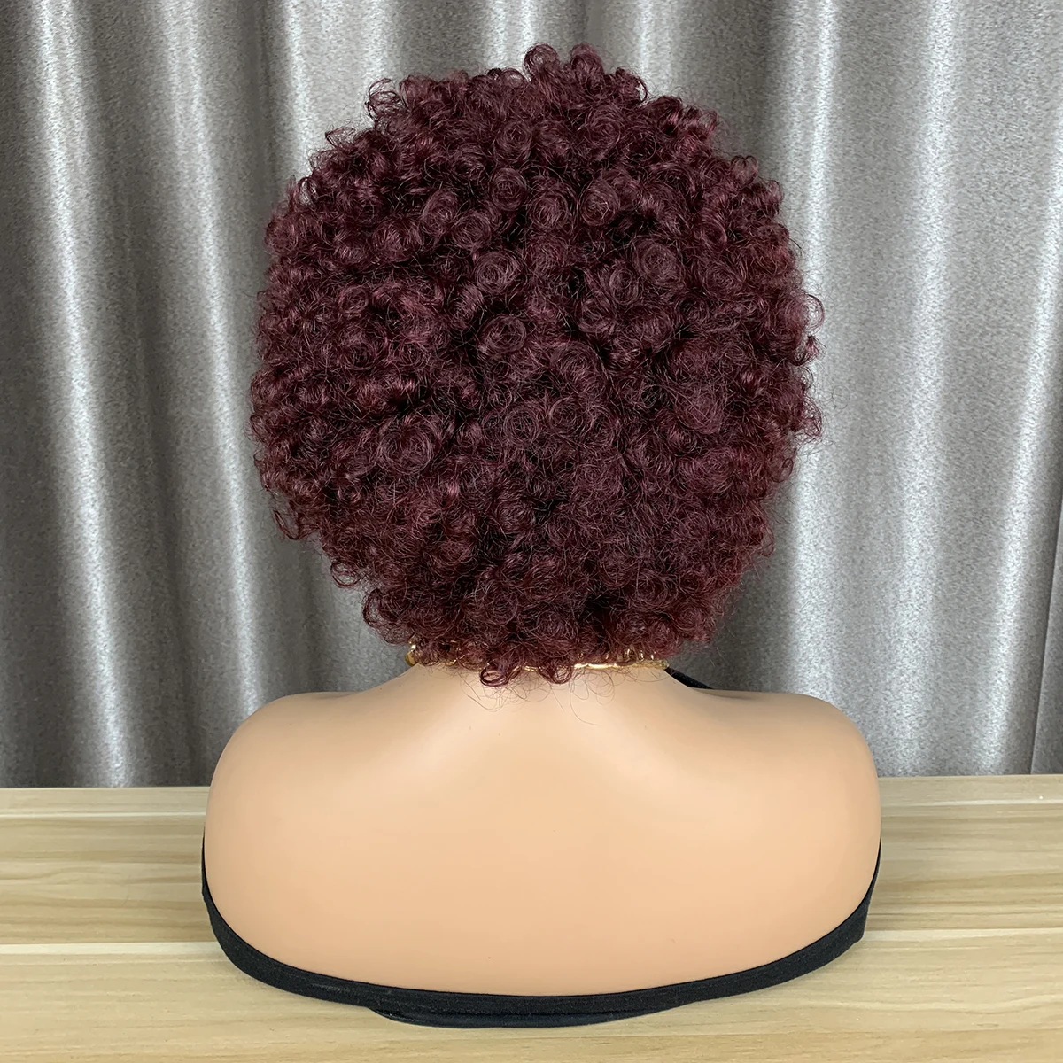 Ingwerfarbene lockige Pixie-Cut-Perücken # 33 Echthaar-Pixie-Cut-Perücken, 180% farbig, vollmaschinell gefertigte Echthaarperücken, einfach zu tragen, Hairugo – Detail 11